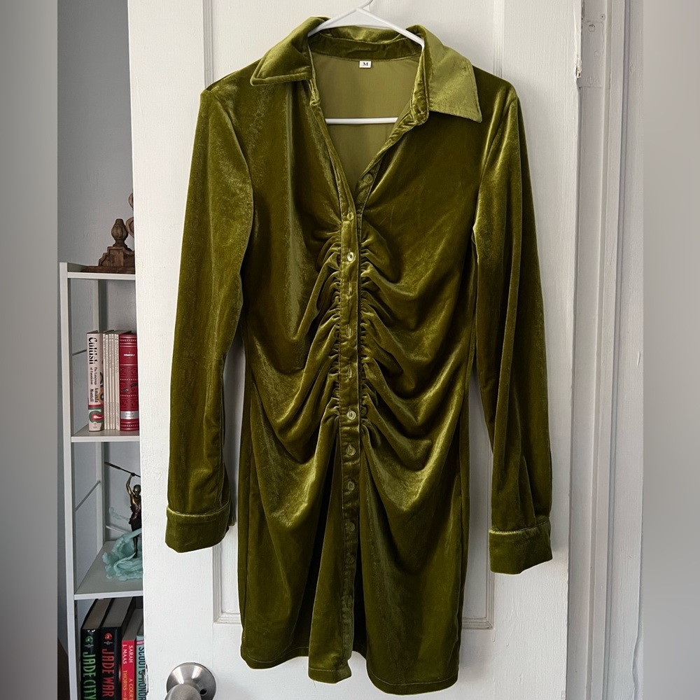 Shein Green Velvet Mini Dress
